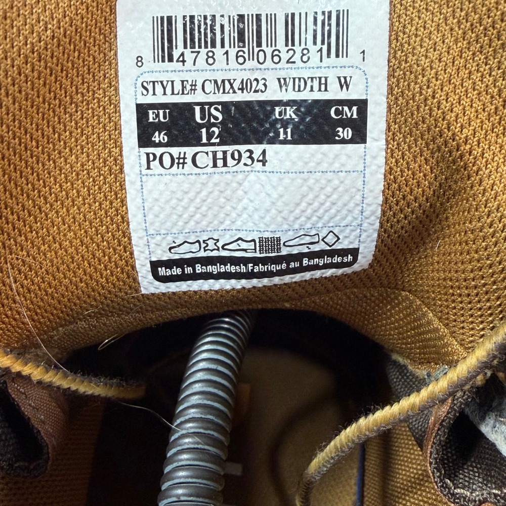 Carhartt Men Lightweight Wedge Chukka Work Boots Brown Leather Size 12W CMX4023 - Picture 5 of 10